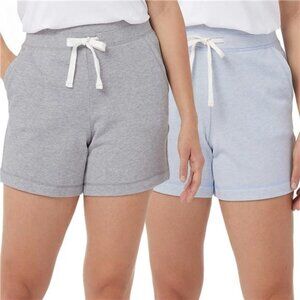 32 Degrees Women's 2-pack Ultra-soft Cotton Blend Shorts (Gray/Blue, X-Large)